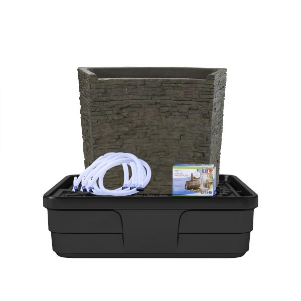 Stacked Slate Spillway Wall 32in Landscape Fountain Kit